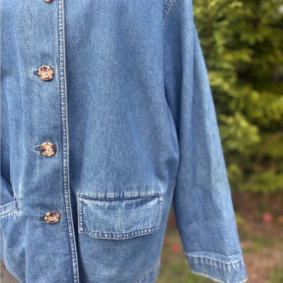 Vintage Eddie Bauer Denim Jacket – Red Lined – Size M - Picture 4 of 8